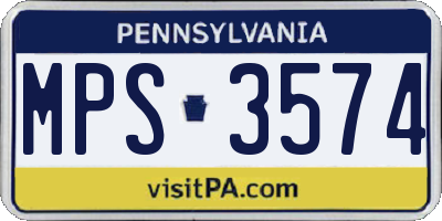 PA license plate MPS3574