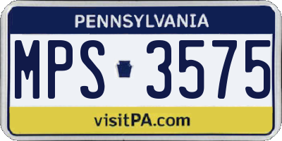 PA license plate MPS3575