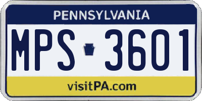 PA license plate MPS3601