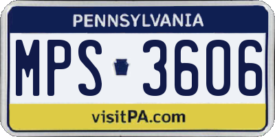 PA license plate MPS3606