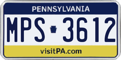PA license plate MPS3612