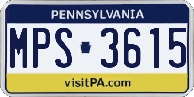 PA license plate MPS3615