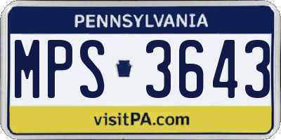 PA license plate MPS3643