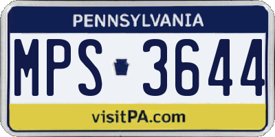 PA license plate MPS3644
