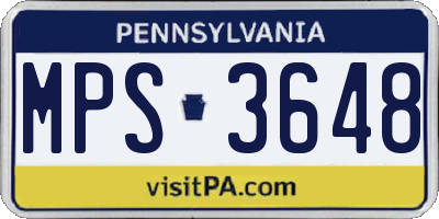 PA license plate MPS3648