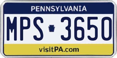 PA license plate MPS3650