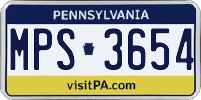 PA license plate MPS3654
