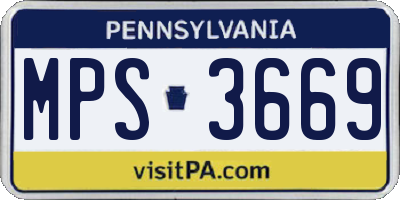 PA license plate MPS3669