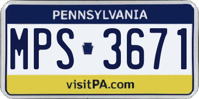 PA license plate MPS3671