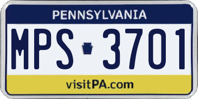 PA license plate MPS3701