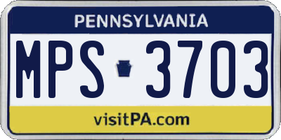 PA license plate MPS3703