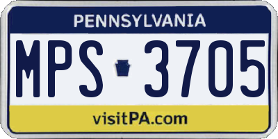 PA license plate MPS3705