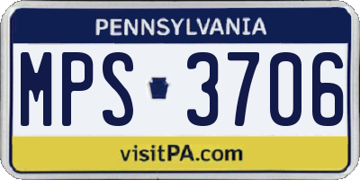 PA license plate MPS3706