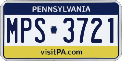 PA license plate MPS3721