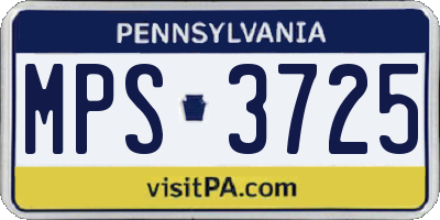 PA license plate MPS3725