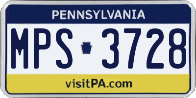 PA license plate MPS3728