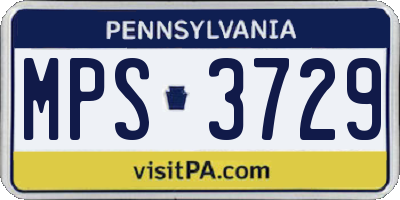 PA license plate MPS3729
