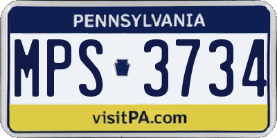 PA license plate MPS3734