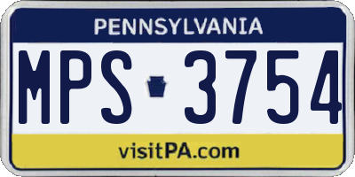 PA license plate MPS3754