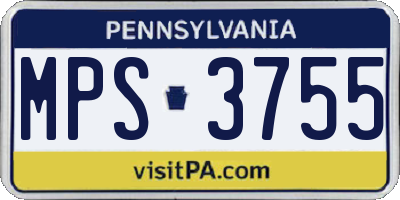 PA license plate MPS3755