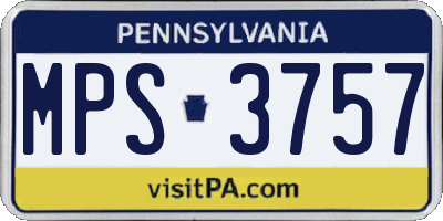 PA license plate MPS3757