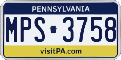 PA license plate MPS3758