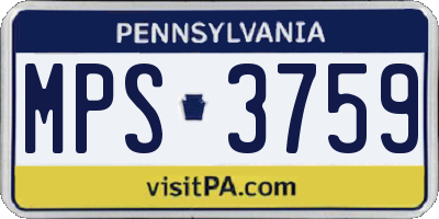 PA license plate MPS3759