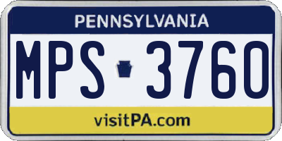 PA license plate MPS3760
