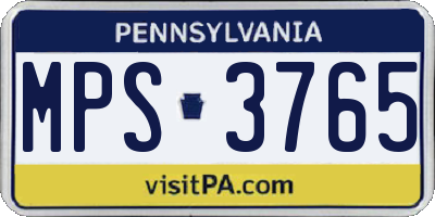 PA license plate MPS3765