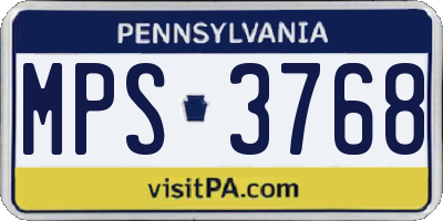 PA license plate MPS3768