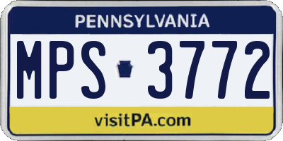 PA license plate MPS3772
