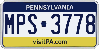 PA license plate MPS3778