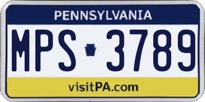 PA license plate MPS3789
