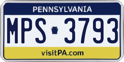 PA license plate MPS3793