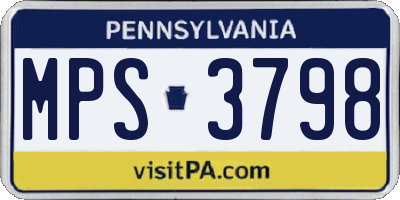PA license plate MPS3798