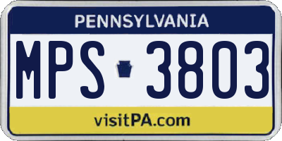 PA license plate MPS3803