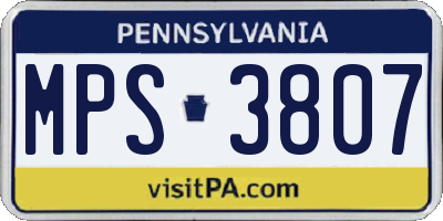 PA license plate MPS3807