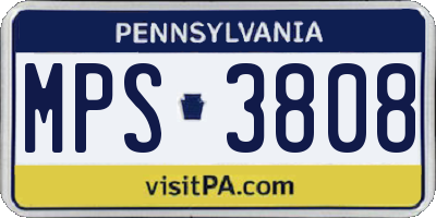 PA license plate MPS3808