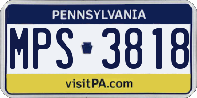 PA license plate MPS3818