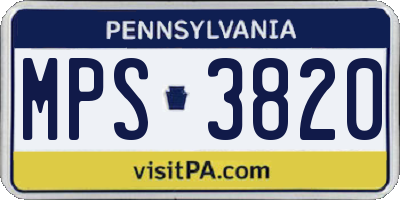 PA license plate MPS3820