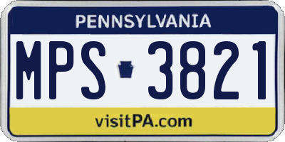 PA license plate MPS3821