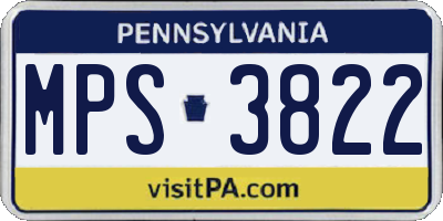 PA license plate MPS3822