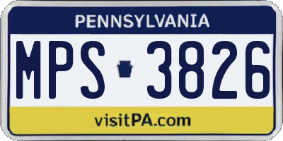PA license plate MPS3826