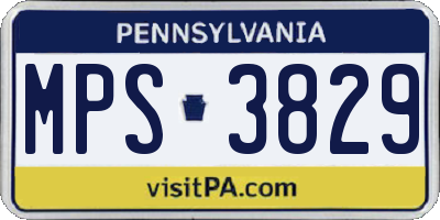 PA license plate MPS3829