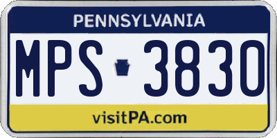 PA license plate MPS3830