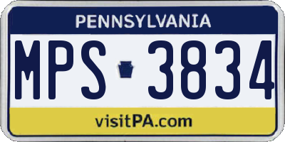 PA license plate MPS3834