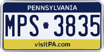 PA license plate MPS3835