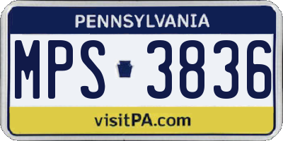 PA license plate MPS3836