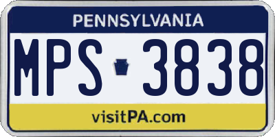 PA license plate MPS3838