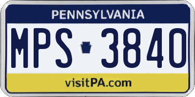 PA license plate MPS3840